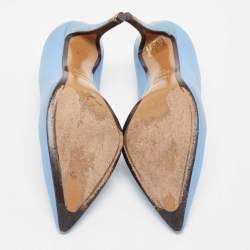 Pre Owned Fendi Royal Blue Leather Pointed Toe Pumps Size 37