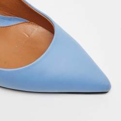 Pre Owned Fendi Royal Blue Leather Pointed Toe Pumps Size 37