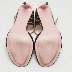 Pre Owned Fendi Multicolor Python Embossed Leather and Velvet Ankle Strap Sandals  Size 38.5