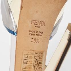 Fendi Tricolor Patent Leather T Strap Peep Toe Platform Sandals Size 38.5