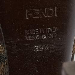 Pre Owned Fendi Brown Canvas Fendista  Pumps Size 39.5