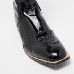 Pre Owned Fendi Black Patent Leather Knee Length Boots Size 39.5