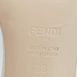 Pre Owned Fendi White/Black Leather Block Heel Ankle Strap Sandals Size 38