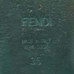 Pre Owned Fendi Multicolor Leather Studded Ankle Strap Flat Sandals Size 35