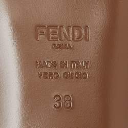 Pre Owned Fendi Brown Leather Flat Slide Size 38