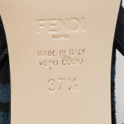 Pre Owned Fendi Navy Blue/Black Zucca Velvet Colibri Pumps Size 37.5