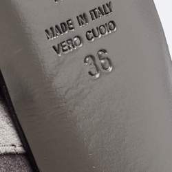 Pre Owned Fendi Grey/Yellow Suede Fendista Peep Toe Platform Pumps Size 36