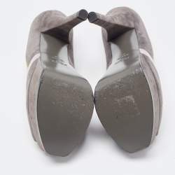 Pre Owned Fendi Grey/Yellow Suede Fendista Peep Toe Platform Pumps Size 36