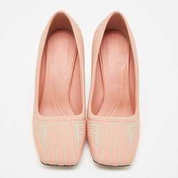 Pre Owned Fendi Pink/Grey Neoprene and Rubber FFreedom Pumps Size 37.5