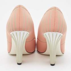 Pre Owned Fendi Pink/Grey Neoprene and Rubber FFreedom Pumps Size 37.5