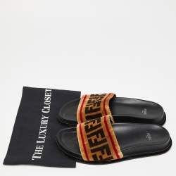 Fendi Brown Velvet Forever Fendi Slide Flats Size 37