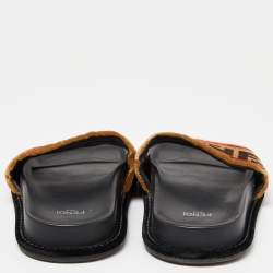 Fendi Brown Velvet Forever Fendi Slide Flats Size 37