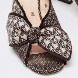 Pre Owned Fendi Brown/Black Fabric Knotted Mule Sandals Size 38.5