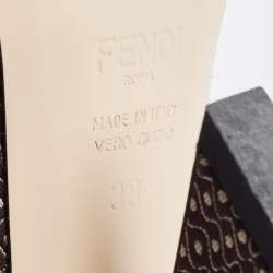 Pre Owned Fendi Brown/Black Fabric Knotted Mule Sandals Size 38.5