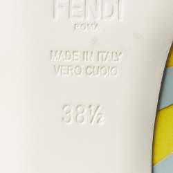 Pre Owned Fendi Yellow Mesh and Rubber Ankle Strap Sandals Size 38.5