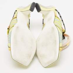 Pre Owned Fendi Yellow Mesh and Rubber Ankle Strap Sandals Size 38.5