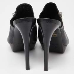 Pre Owned Fendi Black Leather Zipped Heel Mule Size 39.5 