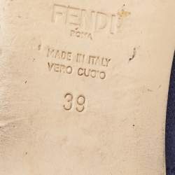 Fendi Navy Blue/ Pink Crisscross Fabric Bow Flat Slides Size 39