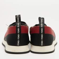 Pre Owned Fendi Tricolor Zucca Mesh and Leather Slip On Sneakers Size 38.5