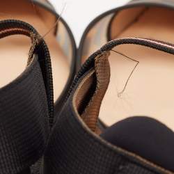 Pre Owned Fendi Black/Brown Zucca Mesh and Leather Colibri Pumps Size 38.5