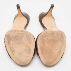 Fendi Brown Leather and Zucca Canvas Mules Size 37