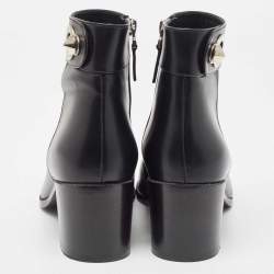 Pre Owned Fendi Black Leather Ankle Boots Size 39.5