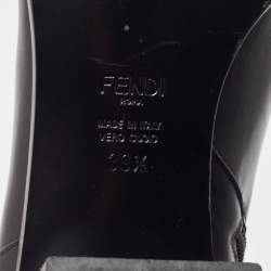 Pre Owned Fendi Black Leather Ankle Boots Size 39.5