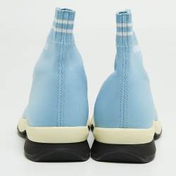Pre Owned Fendi Blue Knit Fabric Sock High Top Sneakers Size 38