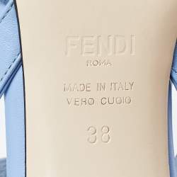 Pre Owned Fendi Blue Leather and Mesh Colibri Lite Slingback Pumps Size 38