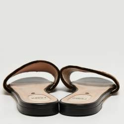 Fendi Two Tone Zucca Velvet Flat Slides Size 40