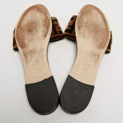 Fendi Two Tone Zucca Velvet Flat Slides Size 40