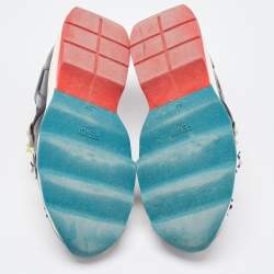 Pre Owned Fendi Black Leather Flowerland Embellished Slip On Sneakers Size 35