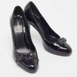 Pre Owned Fendi Black Patent Leather Platform Pumps Size 37.5