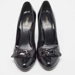 Pre Owned Fendi Black Patent Leather Platform Pumps Size 37.5