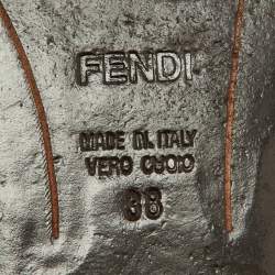 Pre Owned Fendi Tobacco Zucca Canvas Logo Bow Ballet Flats Size 38