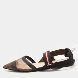 Pre Owned Fendi Brown/Brown Mesh and Canvas Colibri Sandals Size 39.5