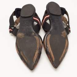 Pre Owned Fendi Brown/Brown Mesh and Canvas Colibri Sandals Size 39.5