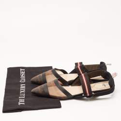 Pre Owned Fendi Brown/Brown Mesh and Canvas Colibri Sandals Size 39.5