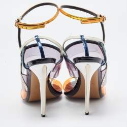 Pre Owned Fendi Multicolor PVC and Leather Iridia Sandals Size 39