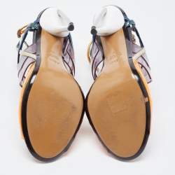 Pre Owned Fendi Multicolor PVC and Leather Iridia Sandals Size 39