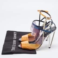 Pre Owned Fendi Multicolor PVC and Leather Iridia Sandals Size 39