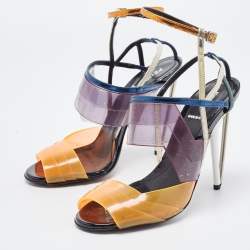 Pre Owned Fendi Multicolor PVC and Leather Iridia Sandals Size 39