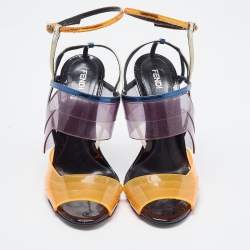 Pre Owned Fendi Multicolor PVC and Leather Iridia Sandals Size 39