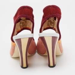 Fendi Multicolor Knit Fabric Slingback Sandals Size 38.5 