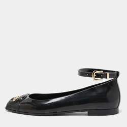 Fendi Black Jelly Buckle Ankle Strap Flats Size 36