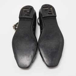 Fendi Black Jelly Buckle Ankle Strap Flats Size 36