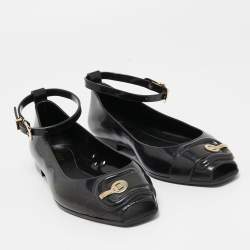 Fendi Black Jelly Buckle Ankle Strap Flats Size 36