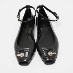 Fendi Black Jelly Buckle Ankle Strap Flats Size 36