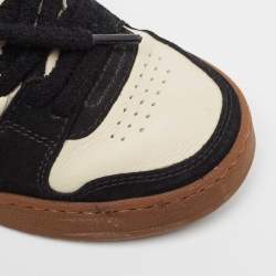 Pre Owned Fendi Cream/Black Suede and Leather Low Top Sneakers Size  36