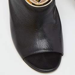 Pre Owned Fendi Black Leather Open Toe Mules Size 38